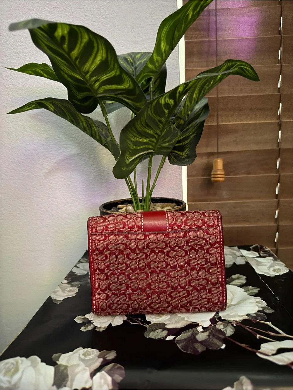 Vintage Coach Signature Canvas Small Shoulder Bag in Red